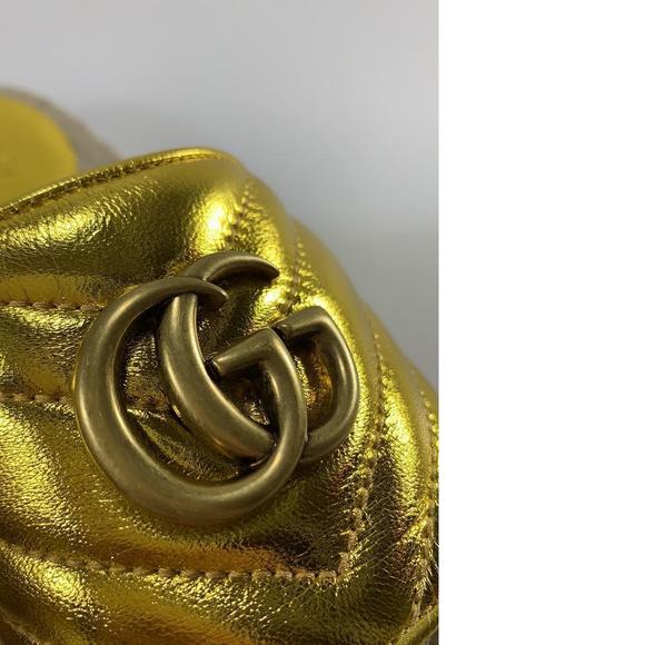 Gold Metallic GG logo Jute Classic Pool Slide Espadrilles D684 - Picture 11 of 12